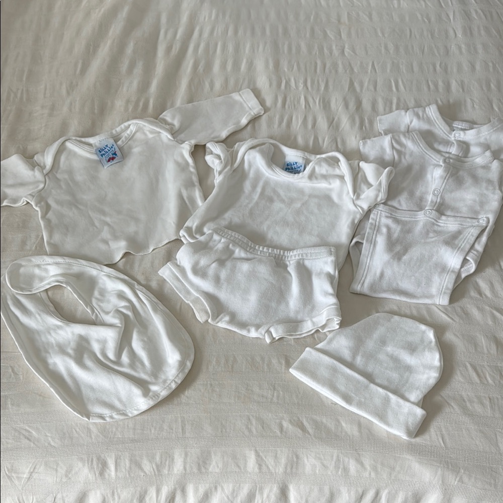 Bundle of Newborn White Baby Clothing Set